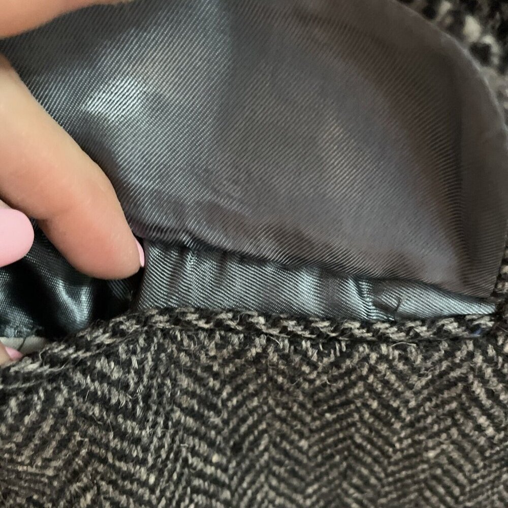 Vintage Jordache Blazer Jacket Men 42R Black Herringbone 100% Wool 90s NWOT Read - Picture 4 of 16